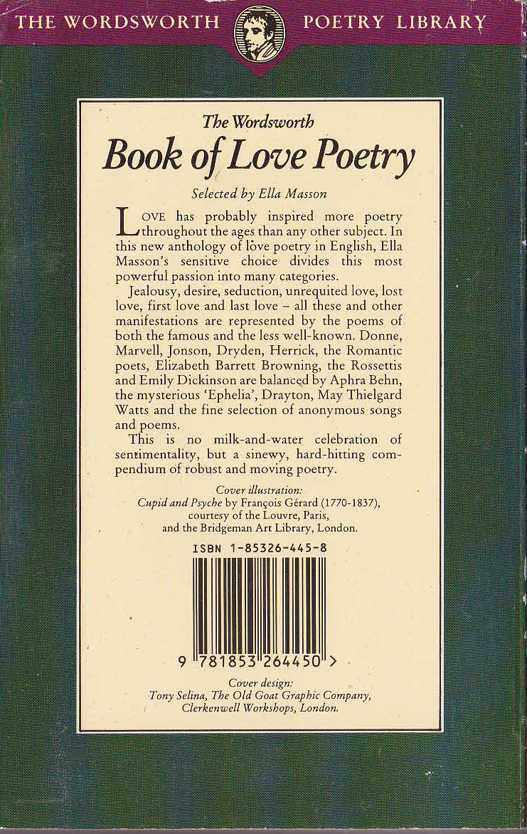 Ella Masson (Selects) THE WORDSWORTH BOOK OF LOVE POETRY magnified rear book cover image