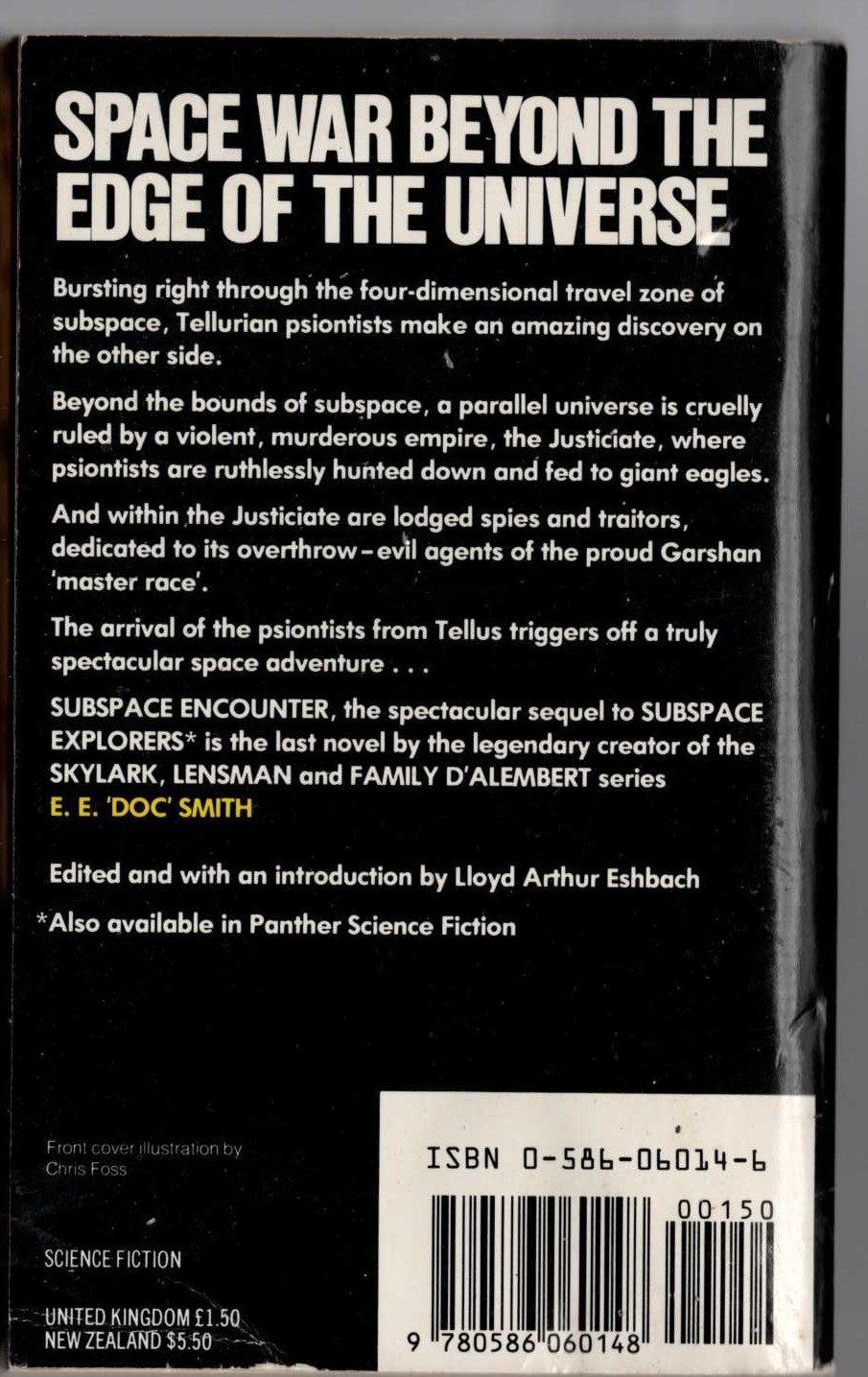 E.E.'Doc' Smith  SUBSPACE ENCOUNTER magnified rear book cover image