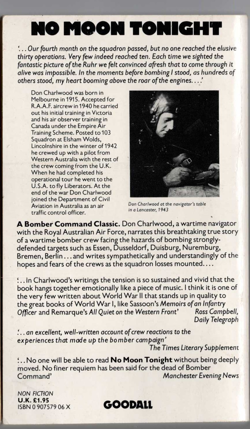 Don Charlwood  NO MOON TONIGHT magnified rear book cover image