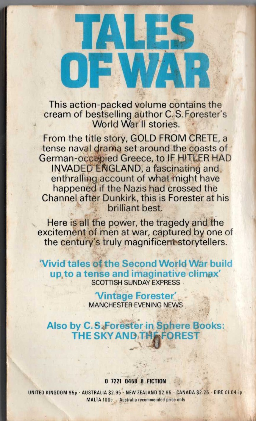 C.S. Forester  GOLD FROM CRETE magnified rear book cover image