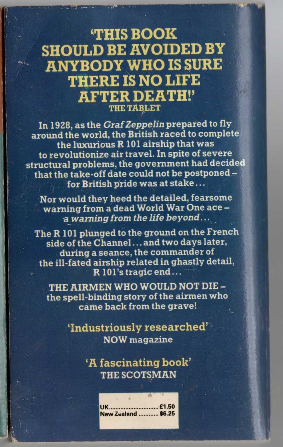 John G. Fuller  THE AIRMEN WHO WOULD NOT DIE magnified rear book cover image