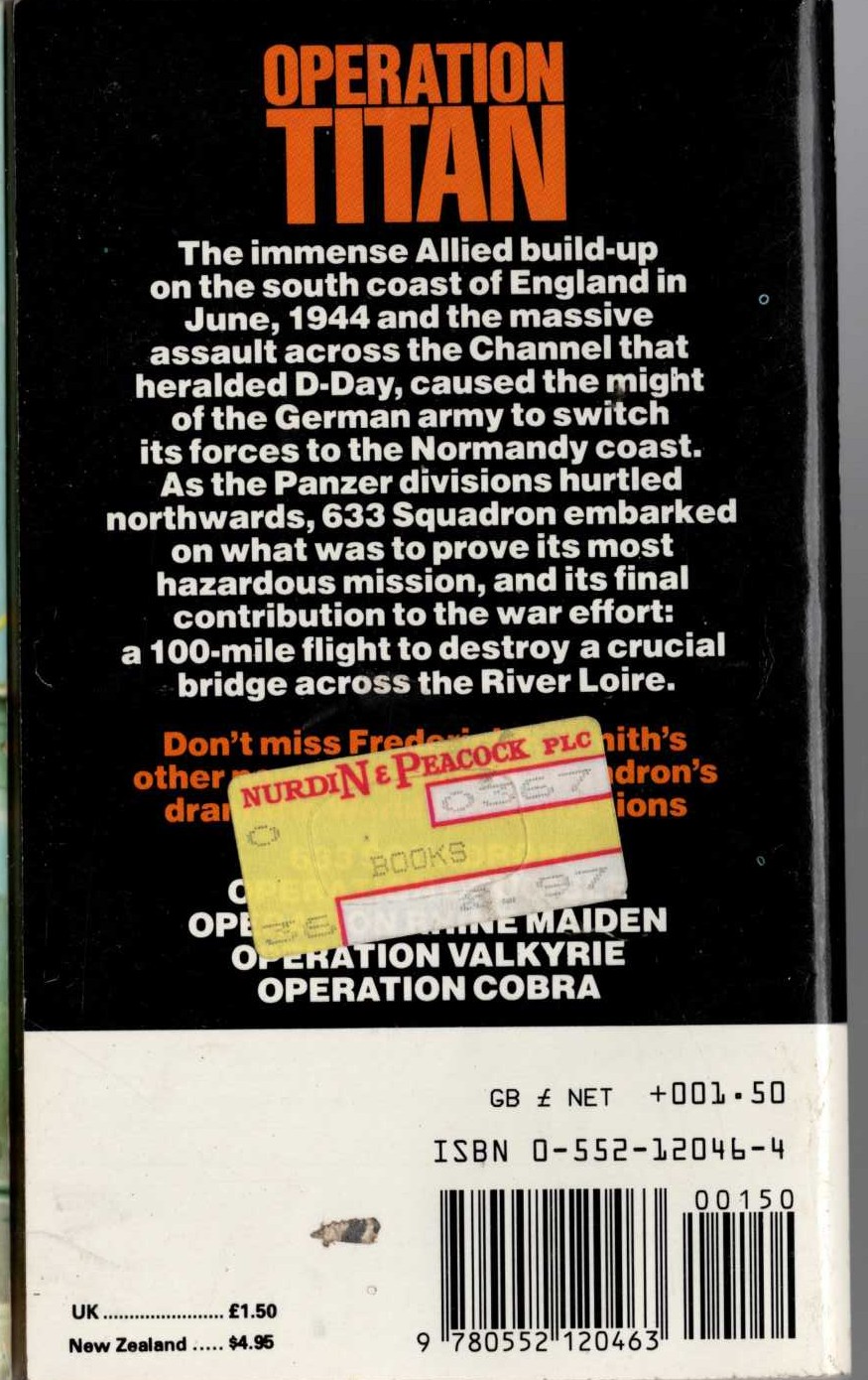 Frederick E. Smith  633 SQUADRON: OPERATION TITAN magnified rear book cover image