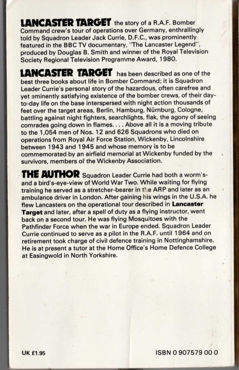 Jack Currie  LANCASTER TARGET magnified rear book cover image