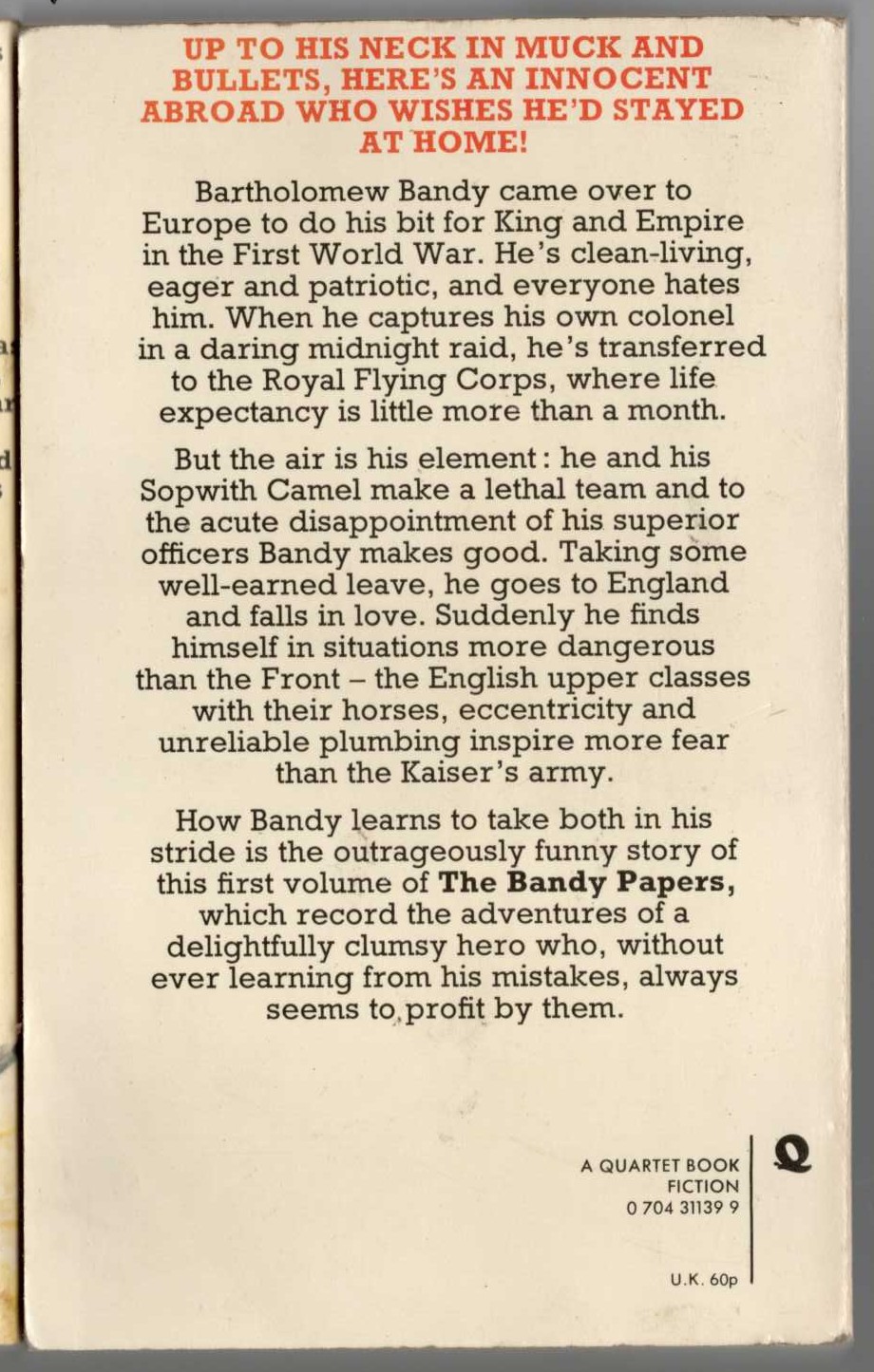 Donald Jack  THREE CHEERS FOR ME. The Bandy Papers. Volume 1 magnified rear book cover image