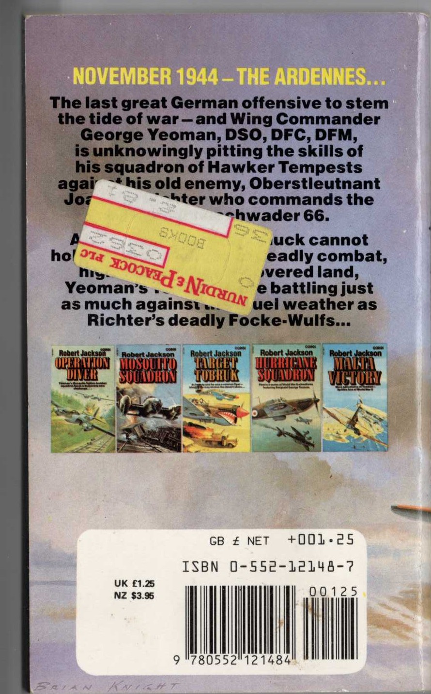 Robert Jackson  TEMPEST SQUADRON magnified rear book cover image