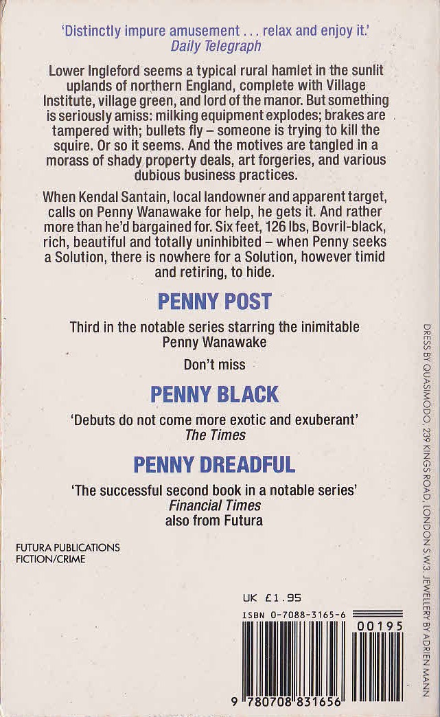 Susan Moody  PENNY POST magnified rear book cover image