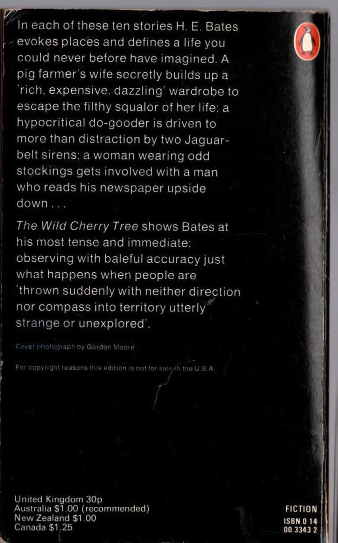 H.E. Bates  THE WILD CHERRY TREE magnified rear book cover image