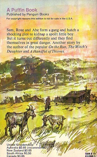 Nina Bawden  THE WHITE HORSE GANG magnified rear book cover image