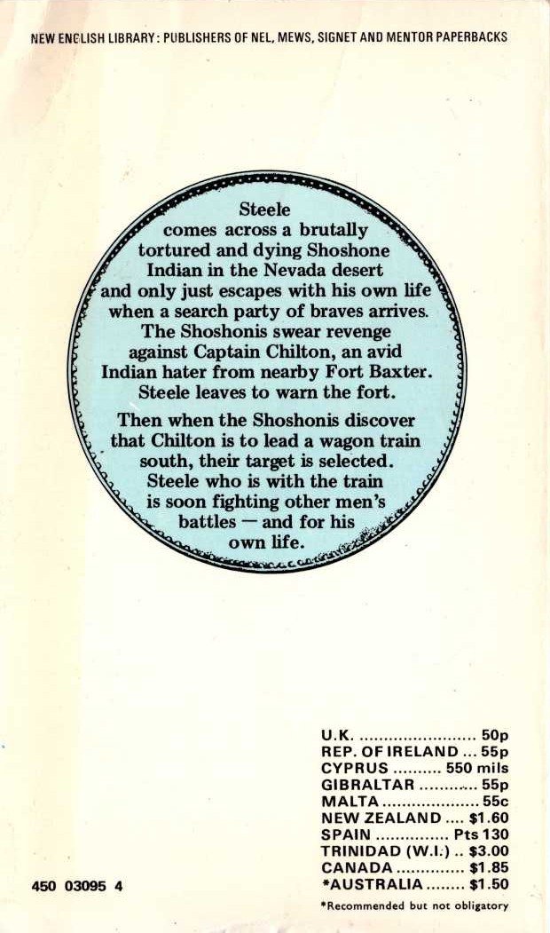 George G. Gilman  ADAM STEELE 12: DEATH TRAIL magnified rear book cover image