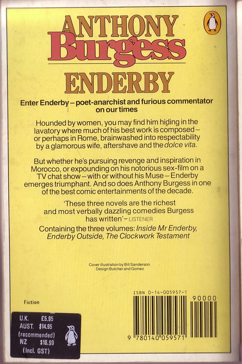 Anthony Burgess  ENDERBY magnified rear book cover image