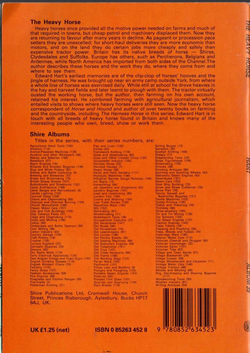 Edward Hart  THE HEAVY HORSE magnified rear book cover image