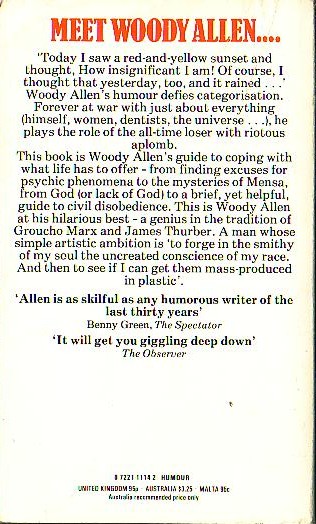 Woody Allen  WITHOUT FEATHERS magnified rear book cover image