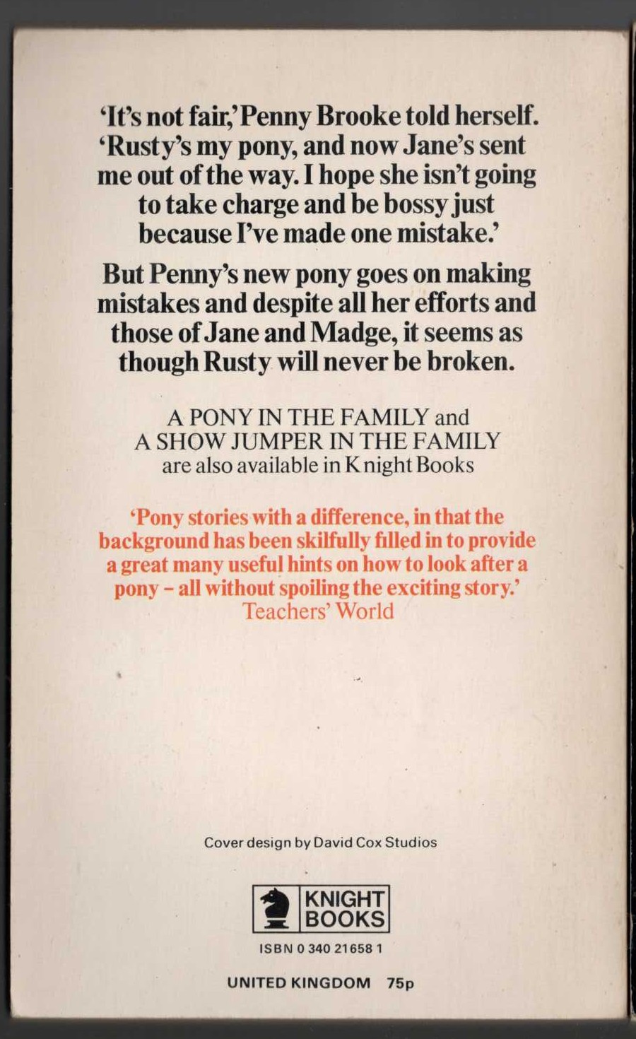 Judith M. Berrisford  A COLT IN THE FAMILY magnified rear book cover image