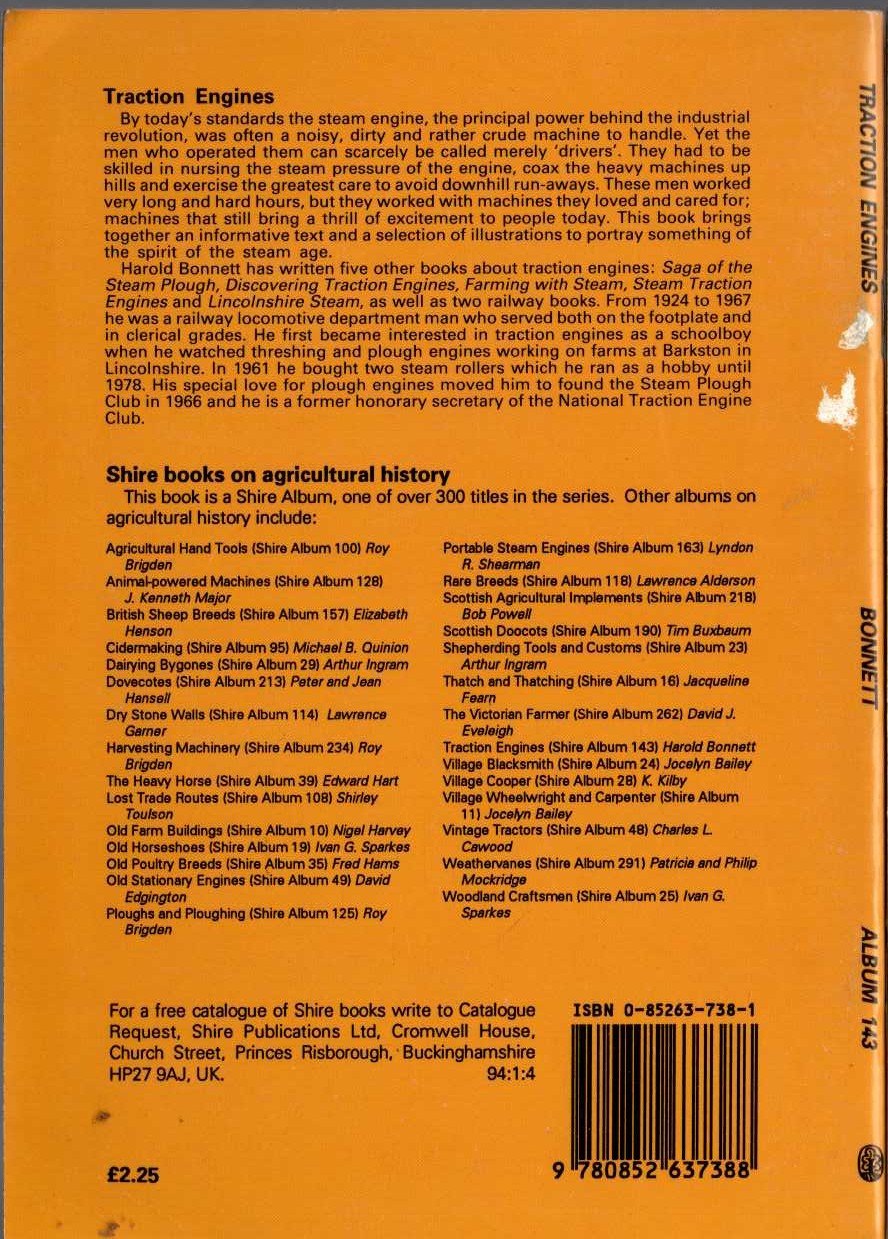 Harold Bonnett  TRACTION ENGINES magnified rear book cover image