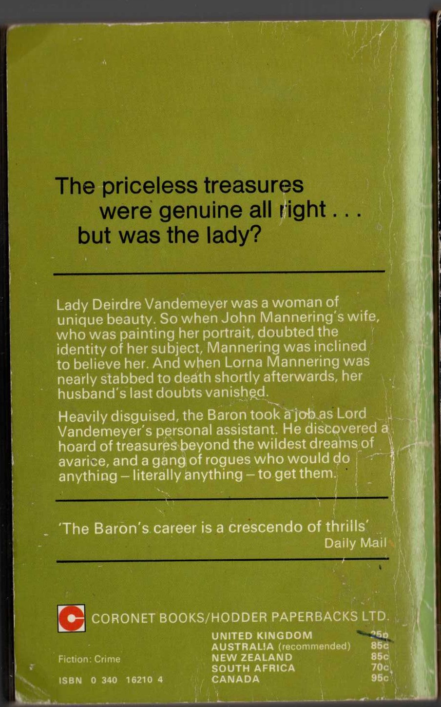 Anthony Morton  THE BARON AND THE UNFINISHED PORTRAIT magnified rear book cover image