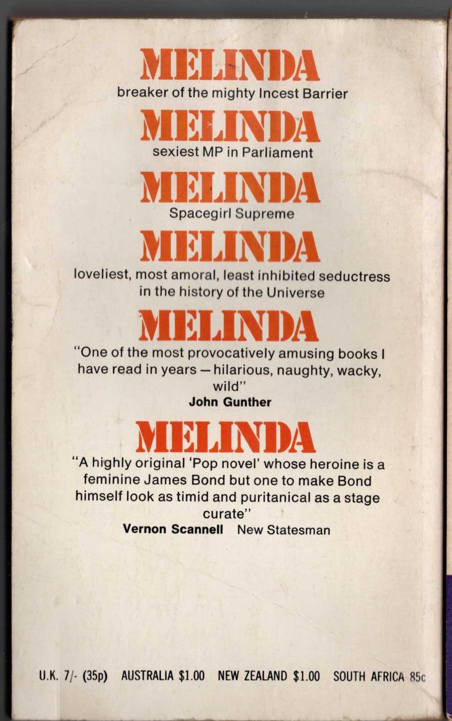 Gaia Servadio  MELINDA magnified rear book cover image