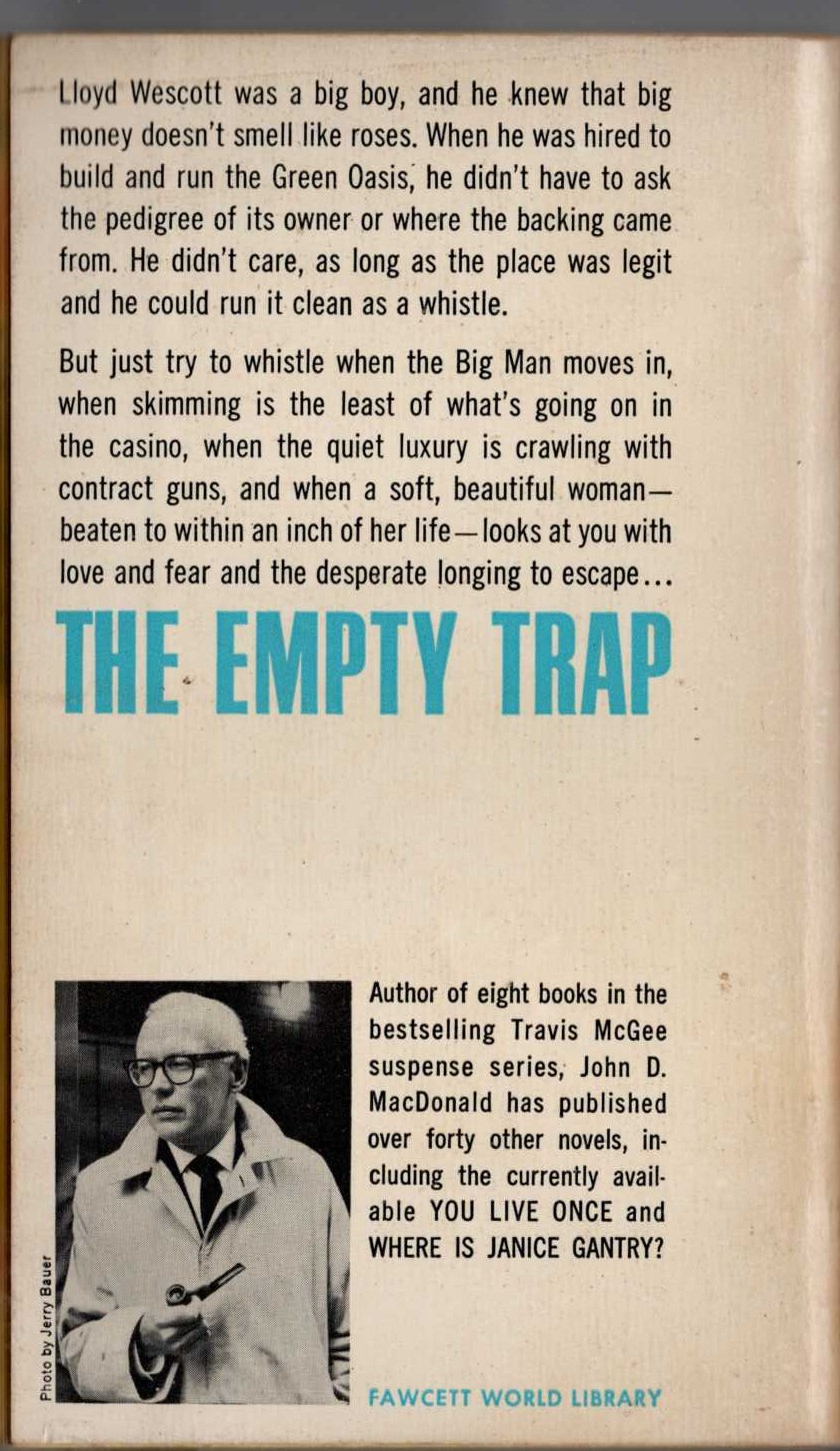 John D. MacDonald  THE EMPTY TRAP magnified rear book cover image