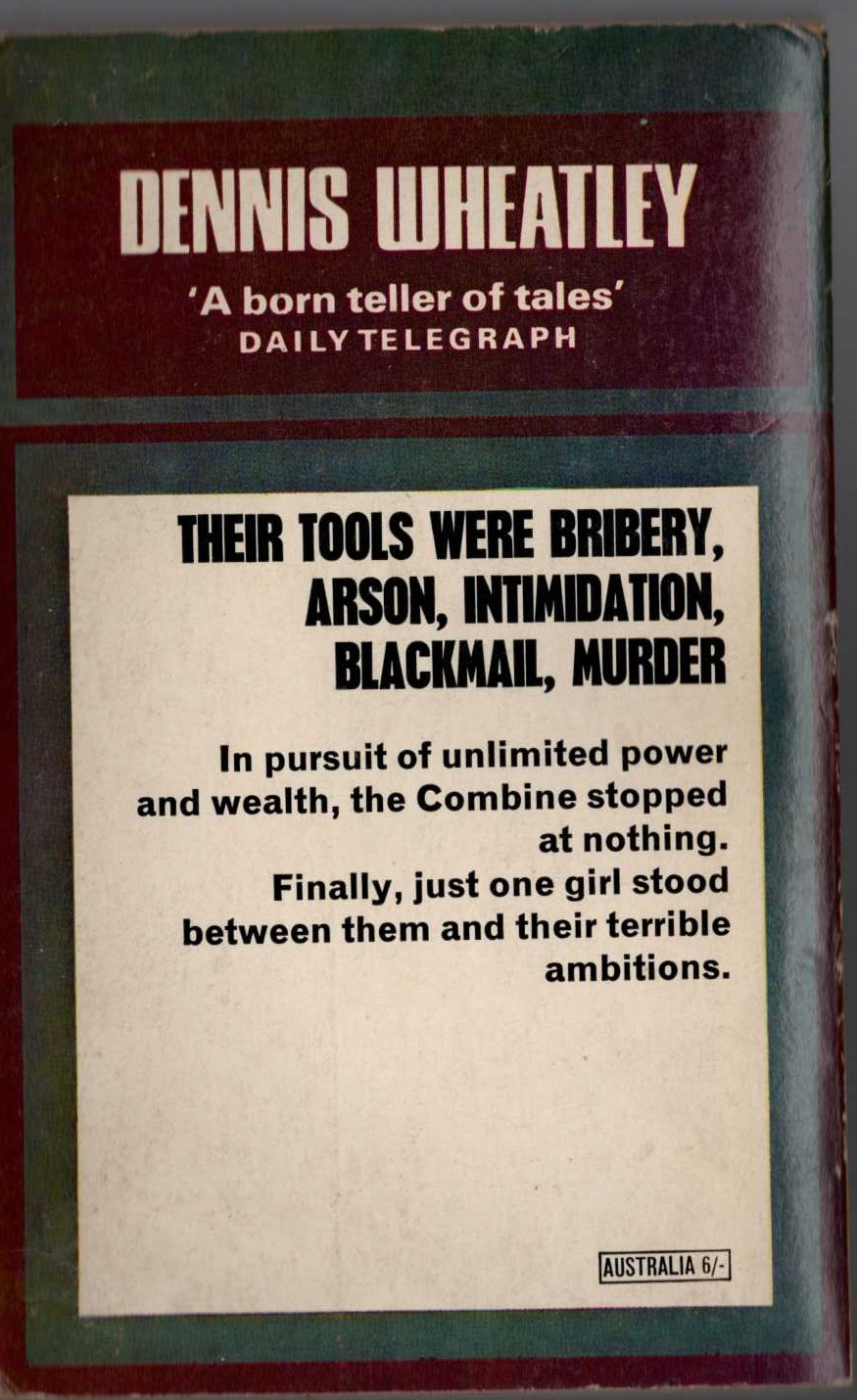 Dennis Wheatley  SUCH POWER IS DANGEROUS magnified rear book cover image