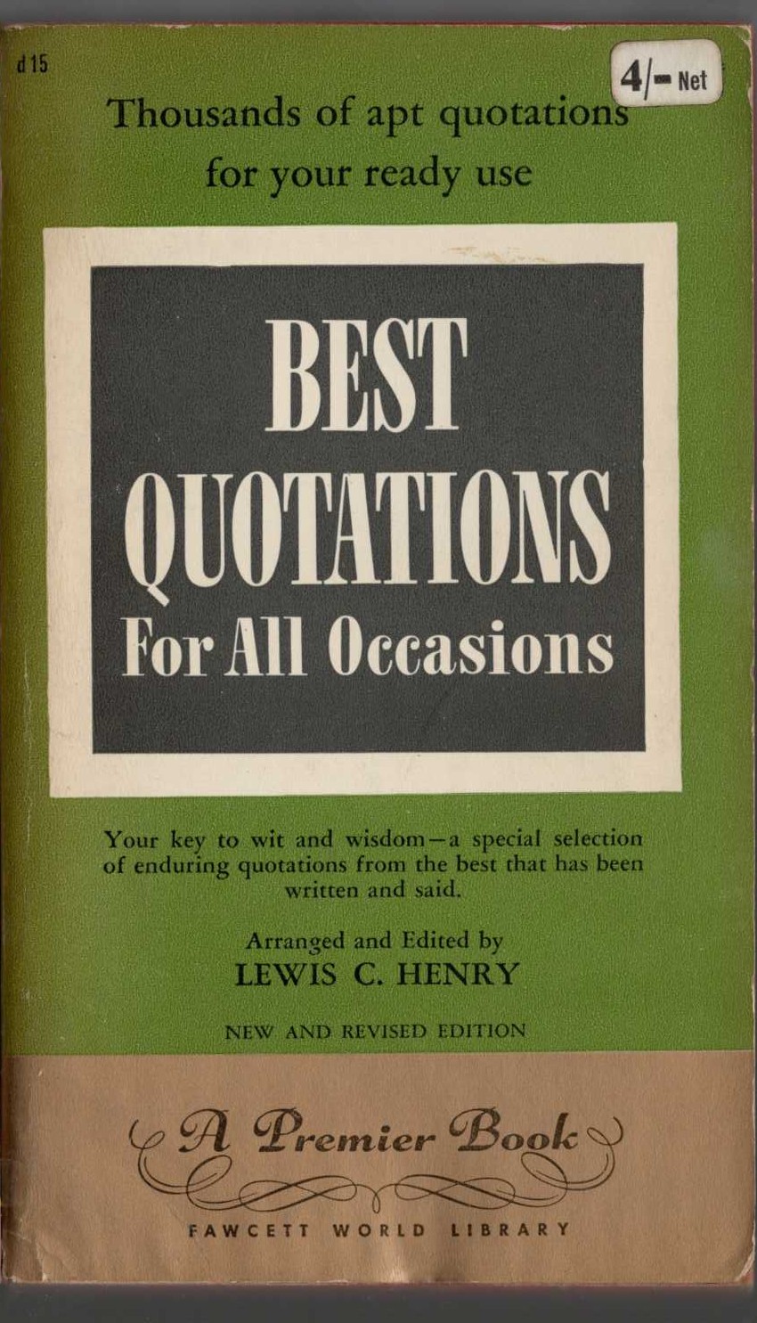 Lewis C. Henry (edits) BEST QUOTATIONS FOR ALL OCCASIONS front book cover image