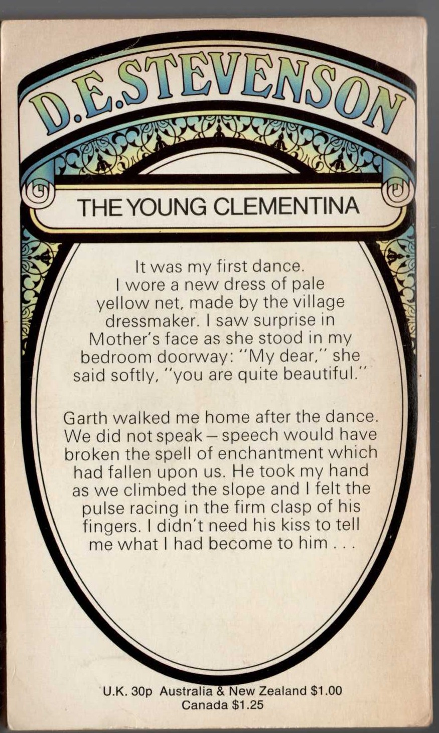 D.E. Stevenson  THE YOUNG CLEMENTINA magnified rear book cover image
