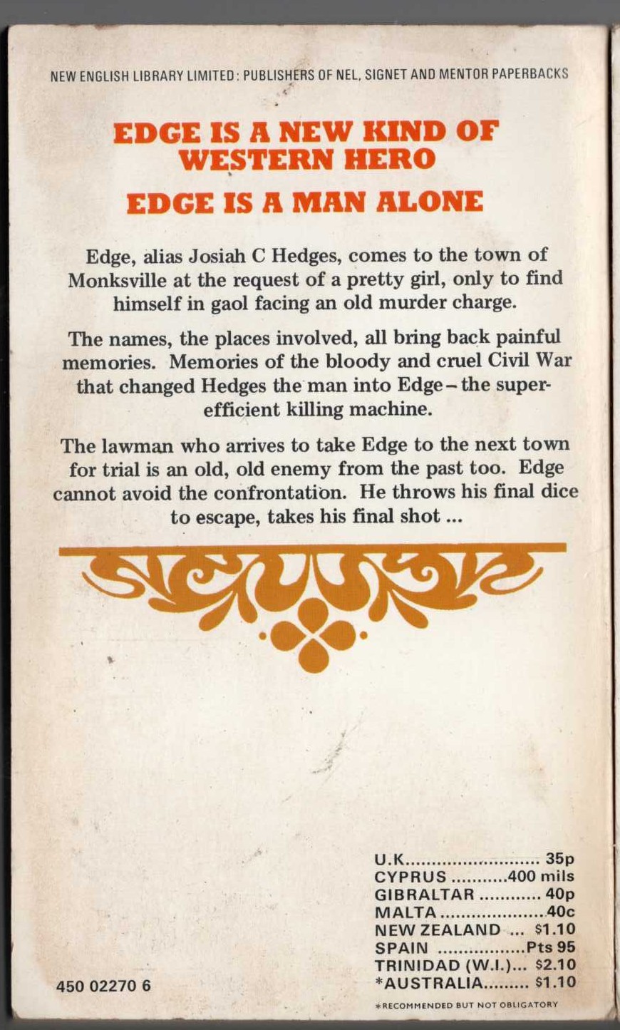 George G. Gilman  EDGE 16: THE FINAL SHOT magnified rear book cover image
