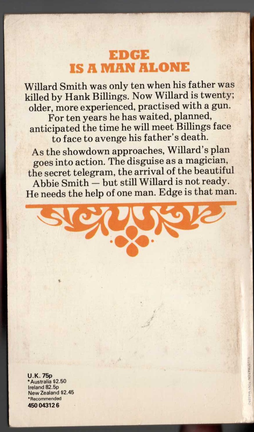 George G. Gilman  EDGE 32: THE FRIGHTENED GUN magnified rear book cover image