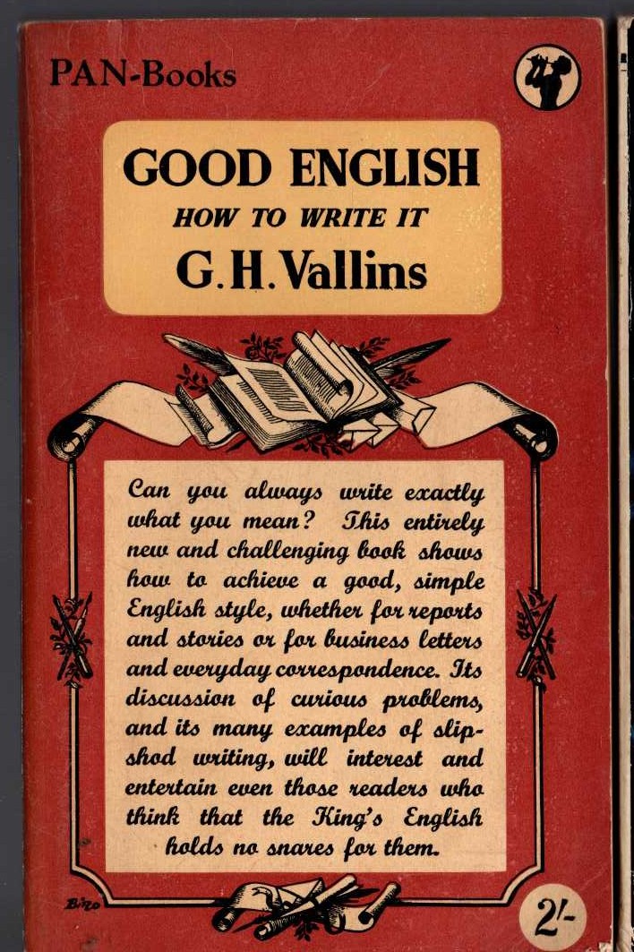 G.H. Vallins  GOOD ENGLISH. HOW TO WRITE IT front book cover image