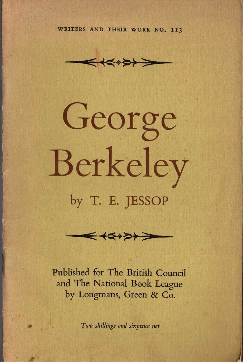 T.E. Jessop  GEORGE BERKELEY. Writers and their work. no.113 front book cover image