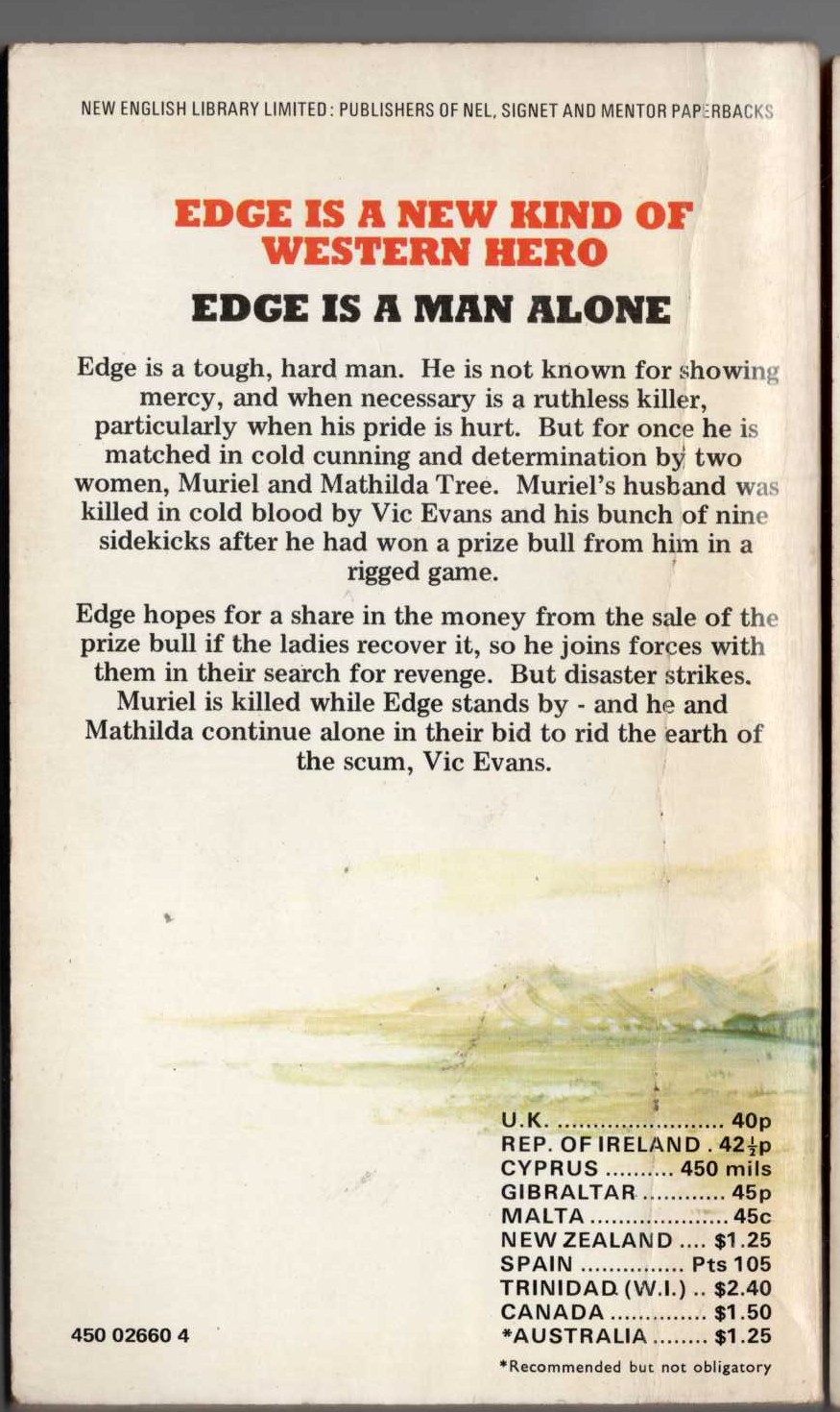 George G. Gilman  EDGE 18: TEN TOMBSTONES TO TEXAS magnified rear book cover image