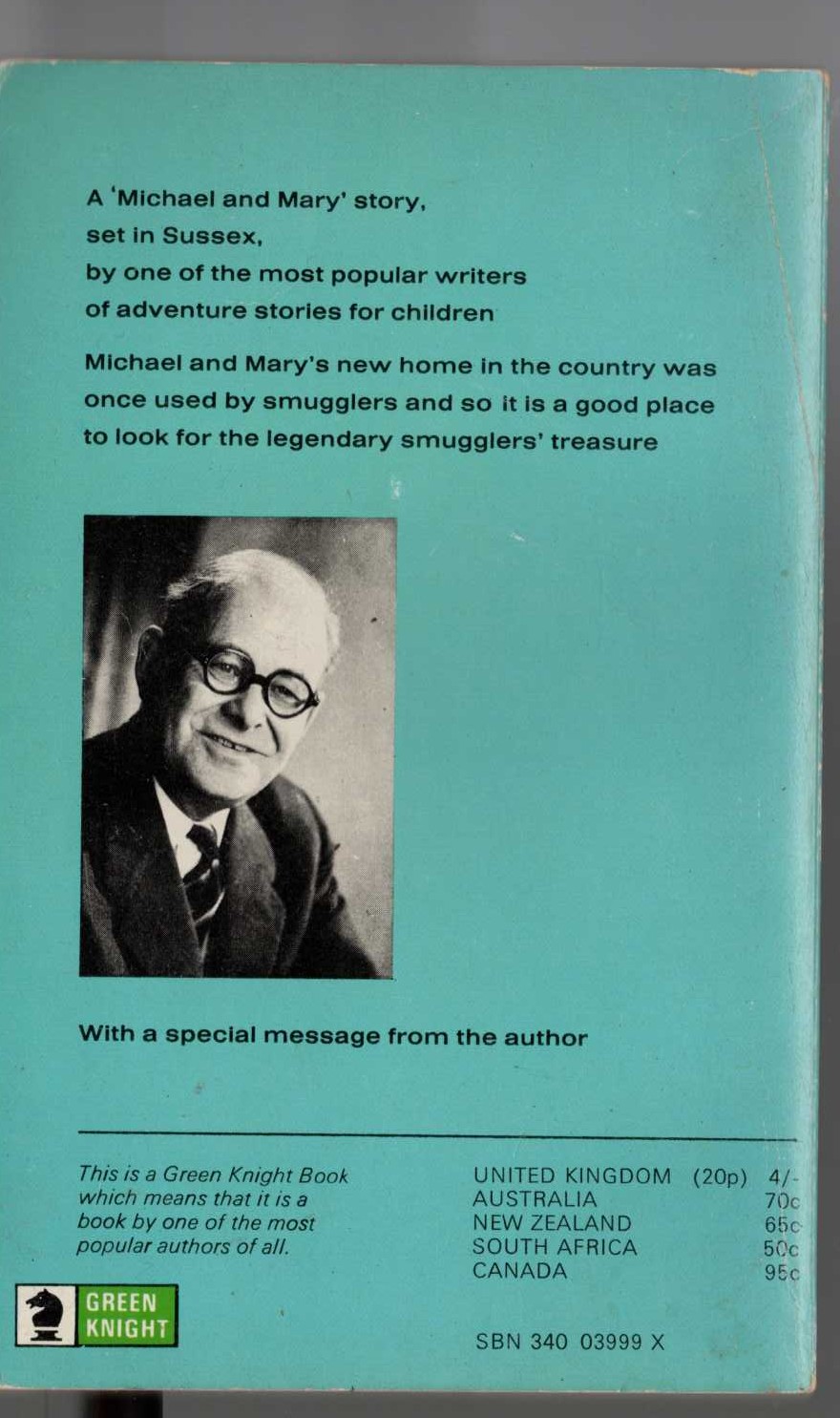 Malcolm Saville  THE FOURTH KEY magnified rear book cover image