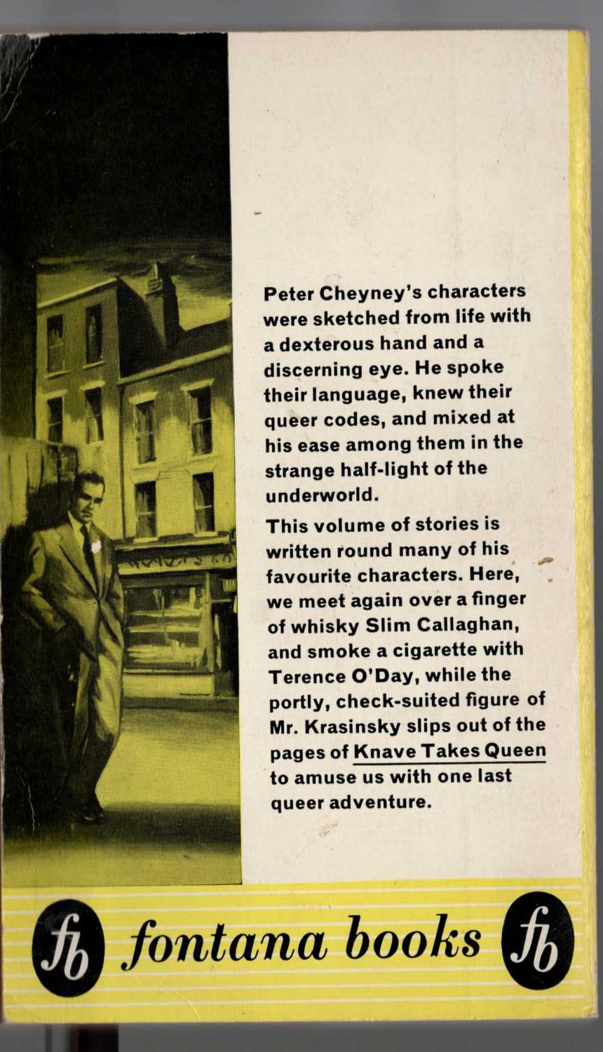 Peter Cheyney  VELVET JOHNNIE and Other Stories magnified rear book cover image