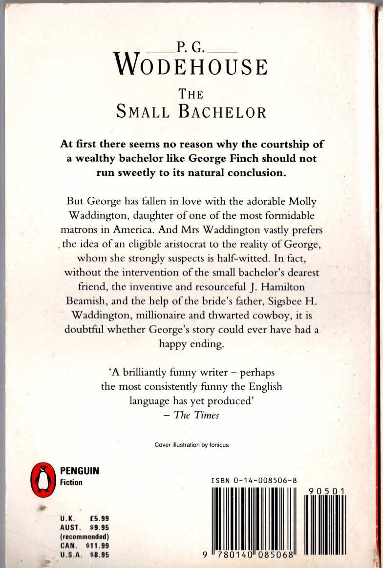 P.G. Wodehouse  THE SMALL BACHELOR magnified rear book cover image