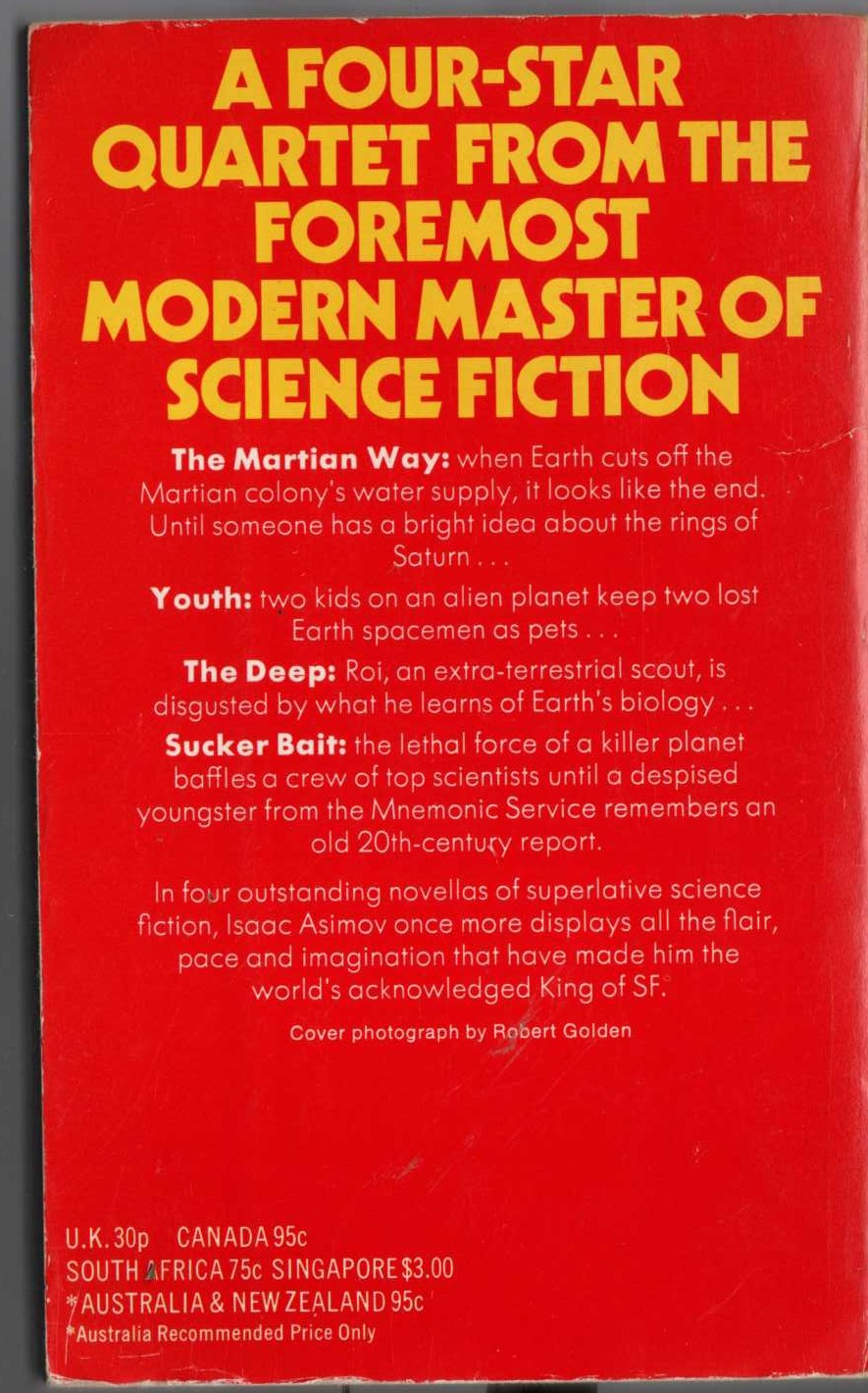Isaac Asimov  THE MARTIAN WAY magnified rear book cover image