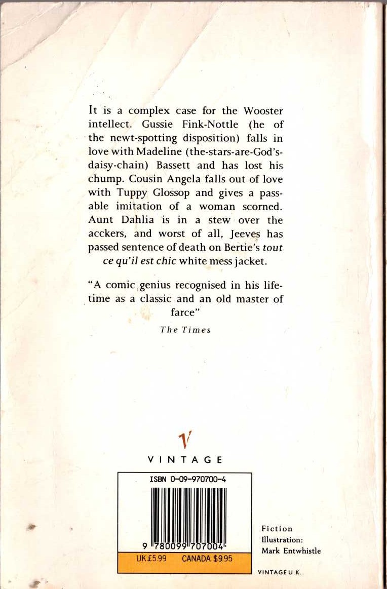 P.G. Wodehouse  RIGHT HO, JEEVES magnified rear book cover image