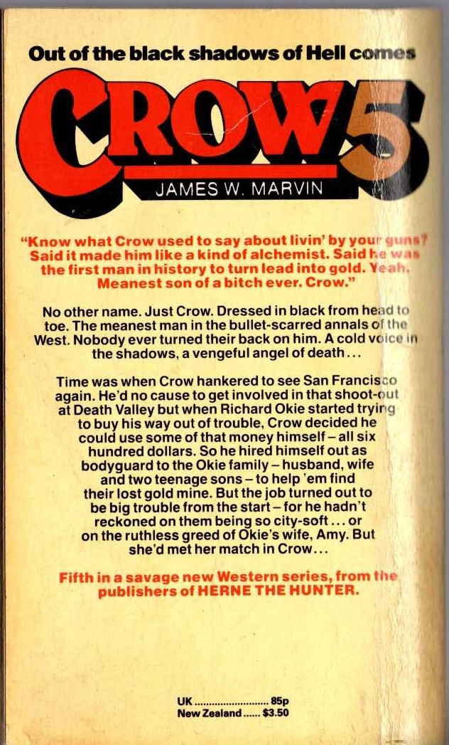 James W. Marvin  CROW 5: BODY GUARD magnified rear book cover image