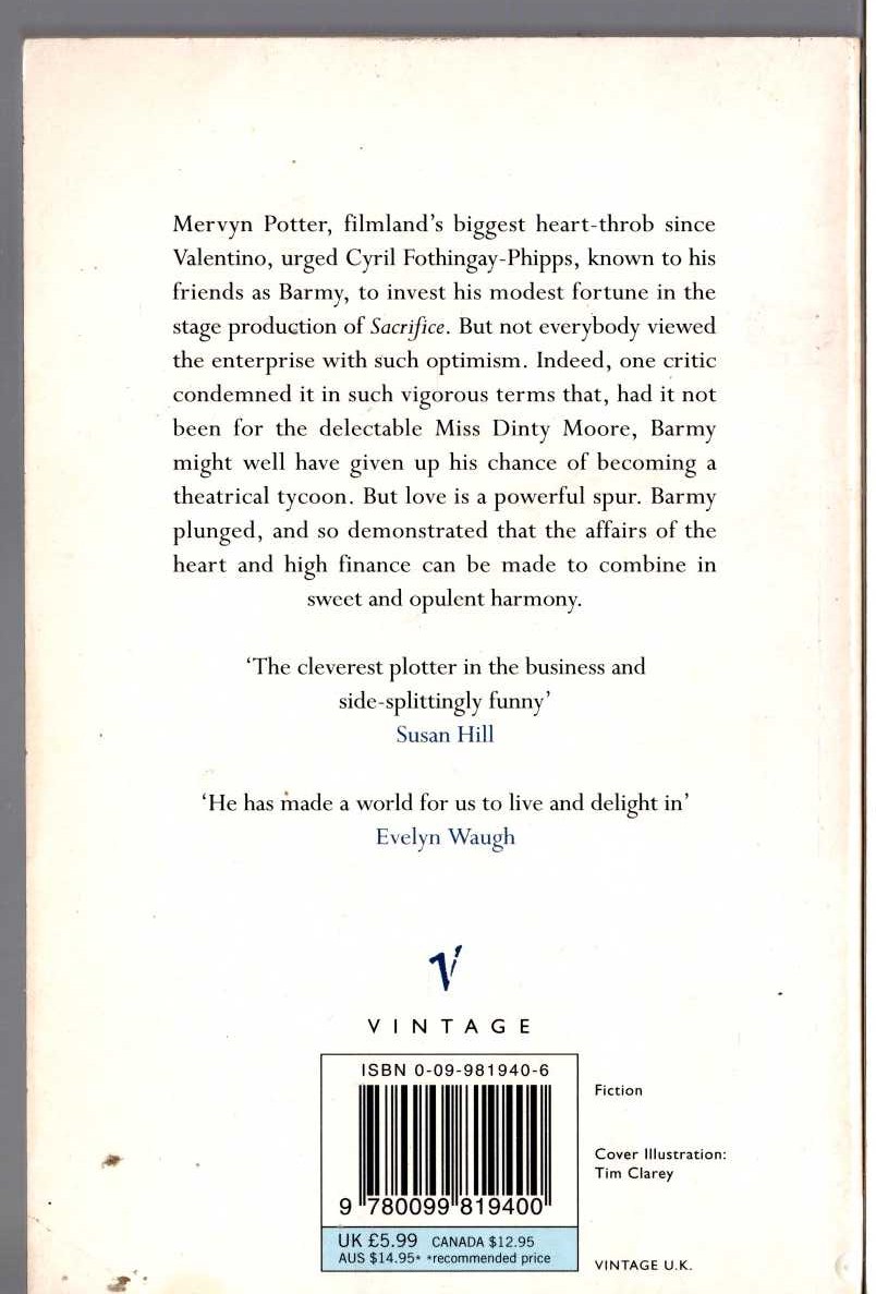 P.G. Wodehouse  BARMY IN WONDERLAND magnified rear book cover image