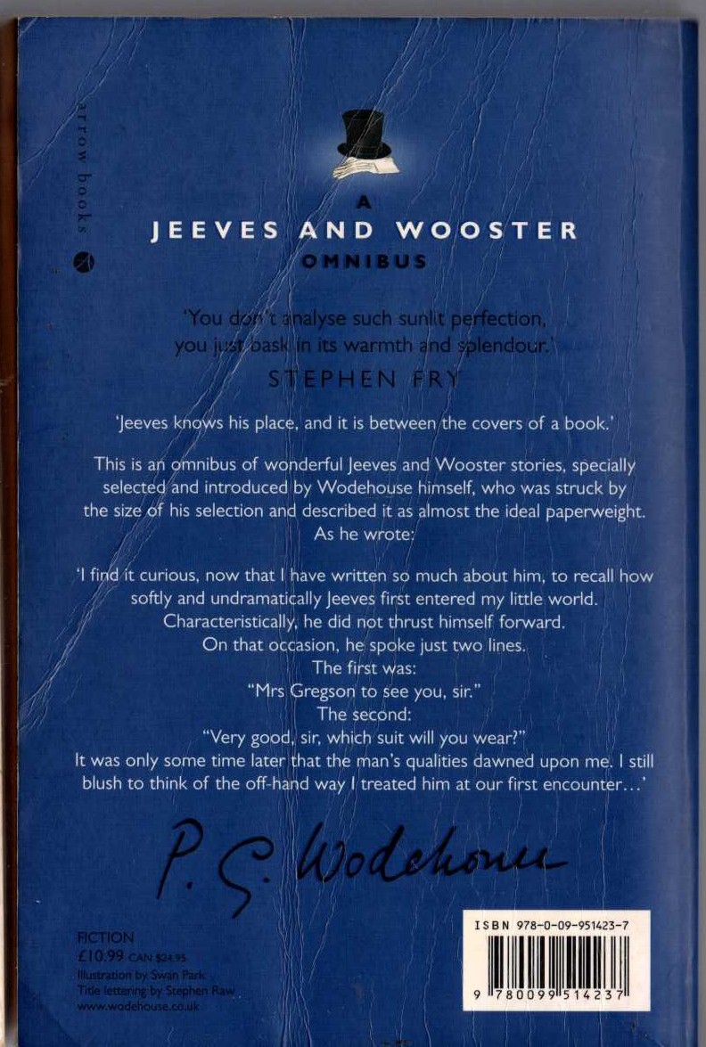 P.G. Wodehouse  THE WORLD OF JEEVES magnified rear book cover image
