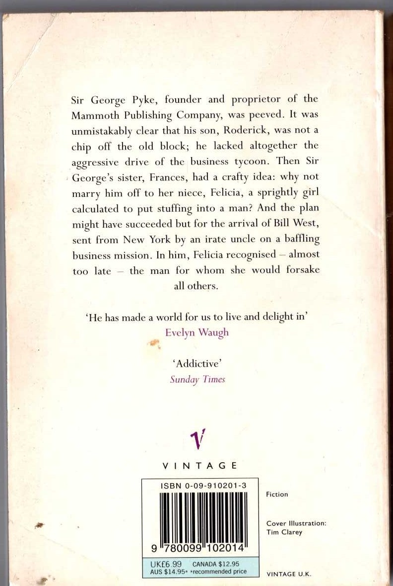 P.G. Wodehouse  BILL THE CONQUEROR magnified rear book cover image