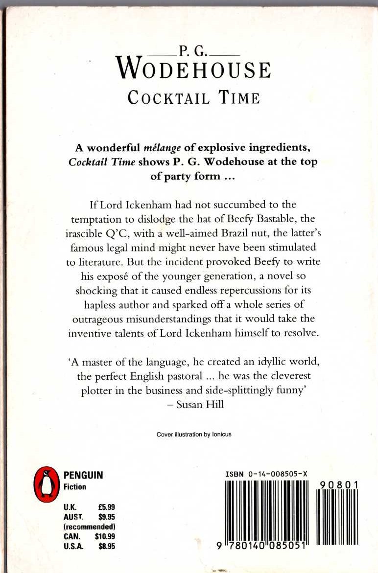 P.G. Wodehouse  COCKTAIL TIME magnified rear book cover image