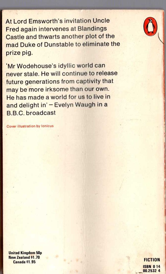 P.G. Wodehouse  SERVICE WITH A SMILE magnified rear book cover image