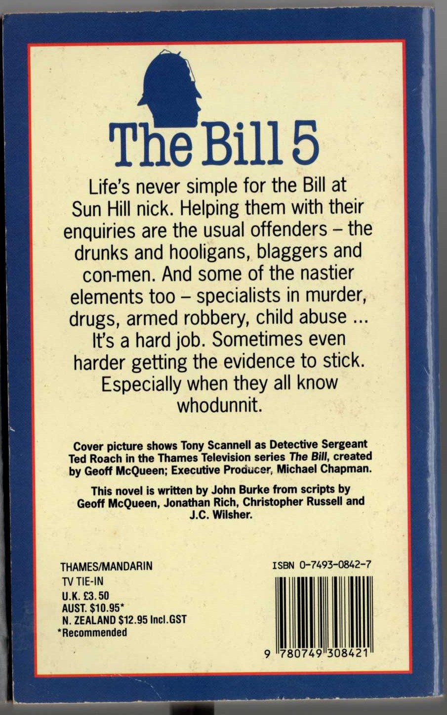 John Burke  THE BILL 5 magnified rear book cover image