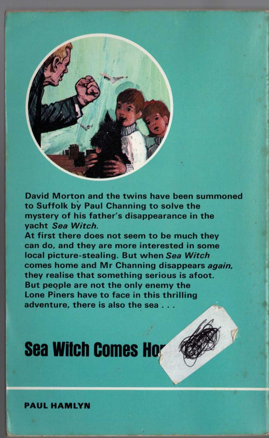 Malcolm Saville  SEA WITCH COMES HOME magnified rear book cover image