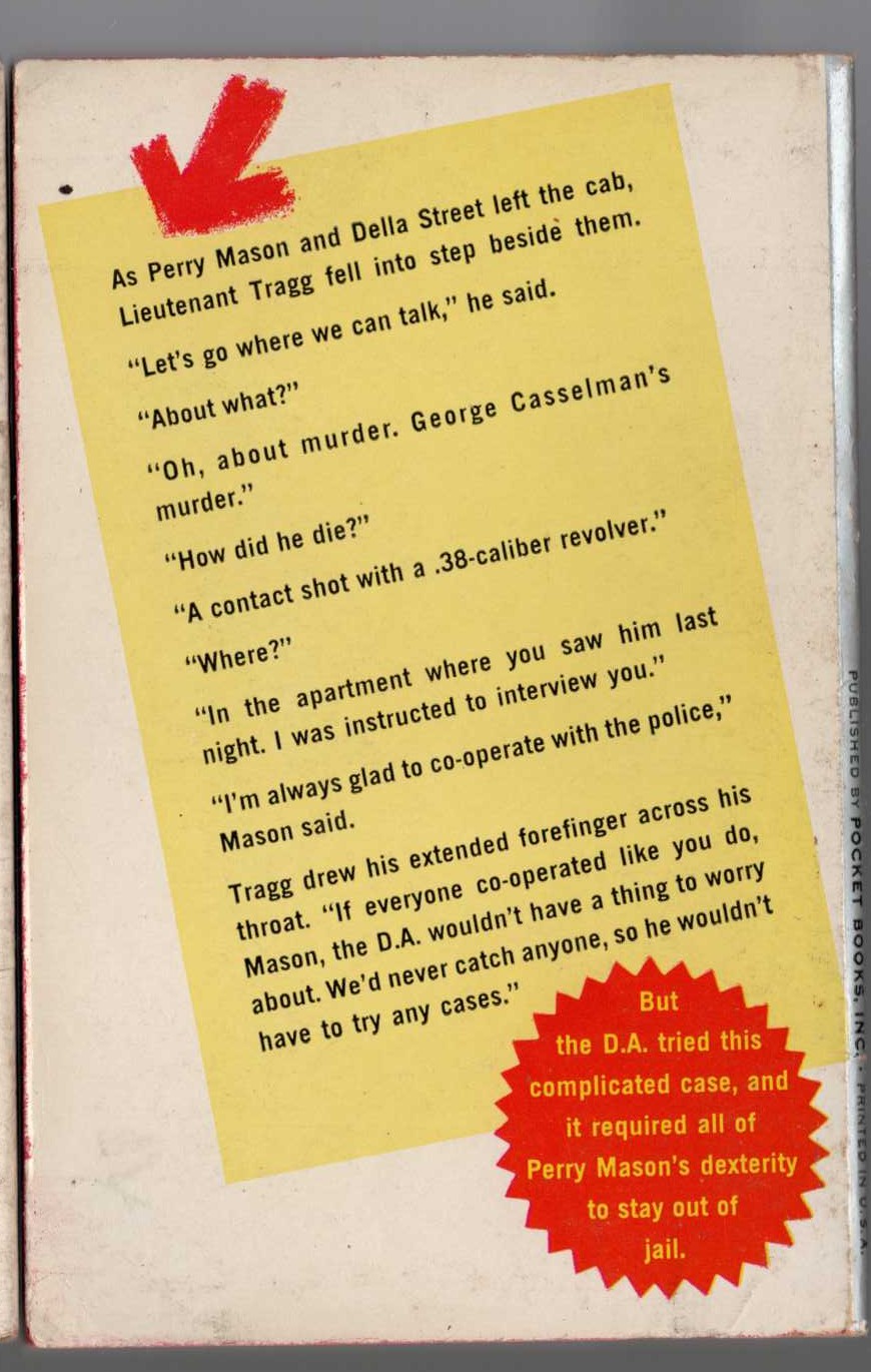 Erle Stanley Gardner  THE CASE OF THE LONG-LEGGED MODELS magnified rear book cover image