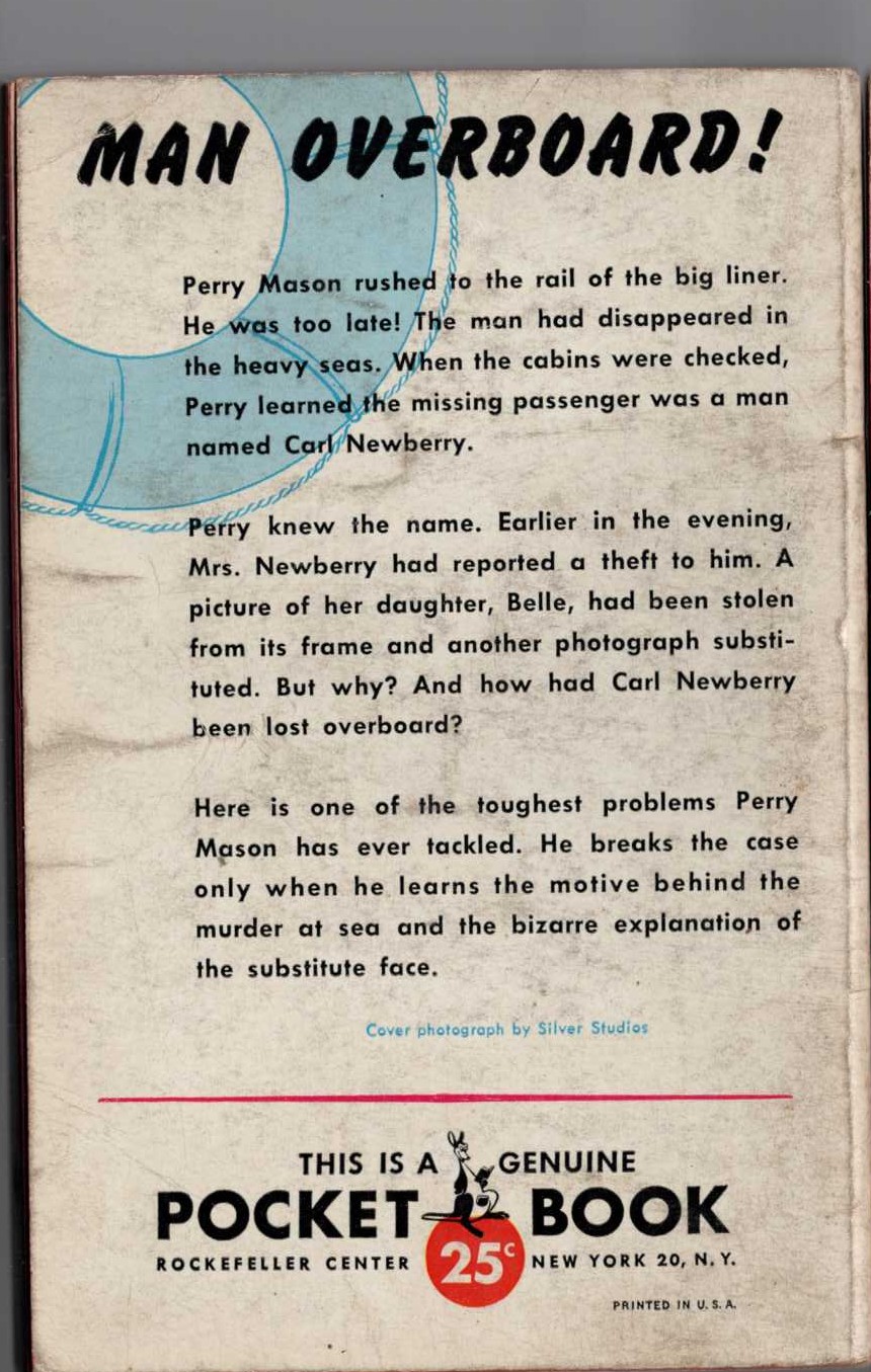 Erle Stanley Gardner  THE CASE OF THE SUBSTITUTE FACE magnified rear book cover image