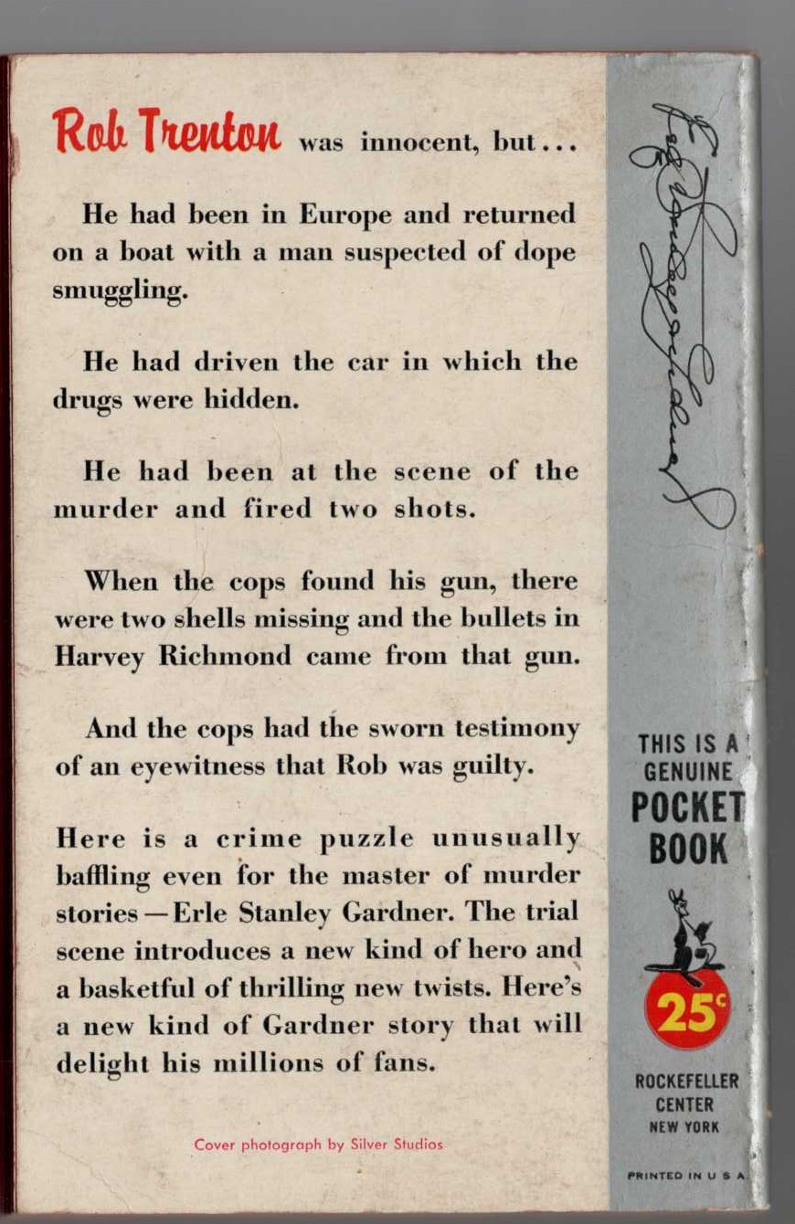 Erle Stanley Gardner  THE CASE OF THE MUSICAL COW magnified rear book cover image