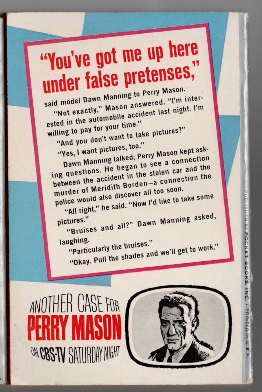 Erle Stanley Gardner  THE CASE OF THE CALENDAR GIRL magnified rear book cover image