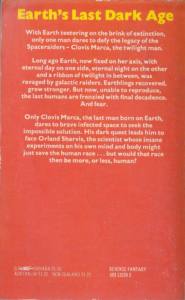 Michael Moorcock  THE SHORES OF DEATH magnified rear book cover image