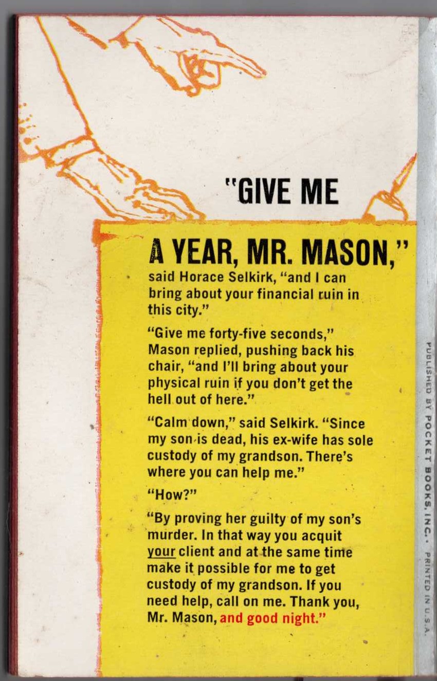 Erle Stanley Gardner  THE CASE OF THE DEADLY TOY magnified rear book cover image