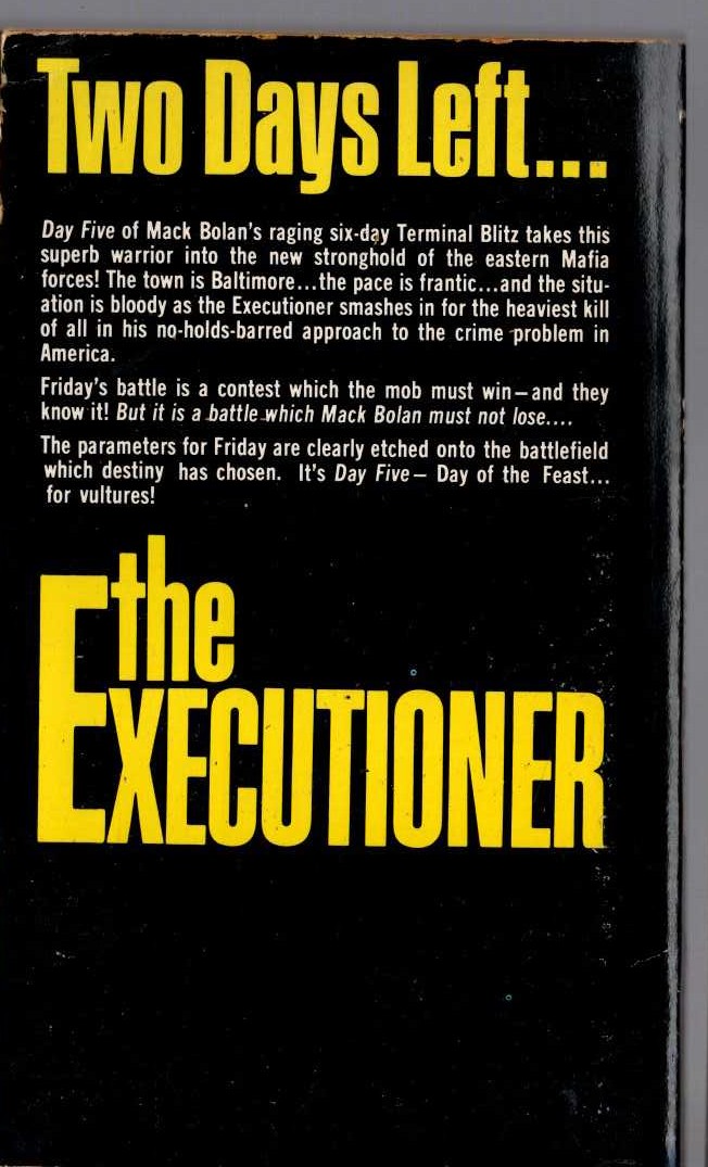 Don Pendleton  THE EXECUTIONER: FRIDAY'S FEAST magnified rear book cover image
