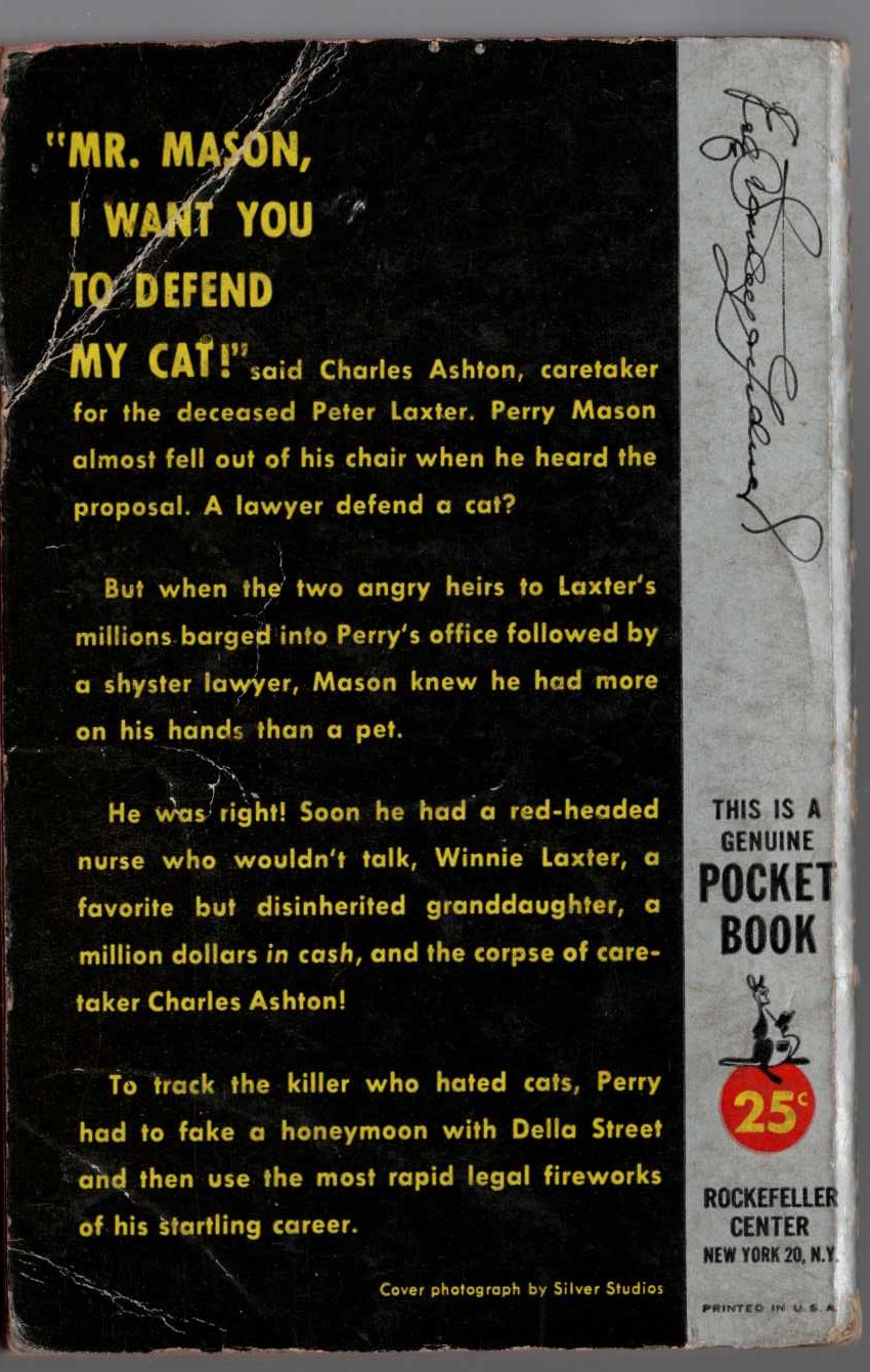 Erle Stanley Gardner  THE CASE OF THE CARETAKER'S CAT magnified rear book cover image
